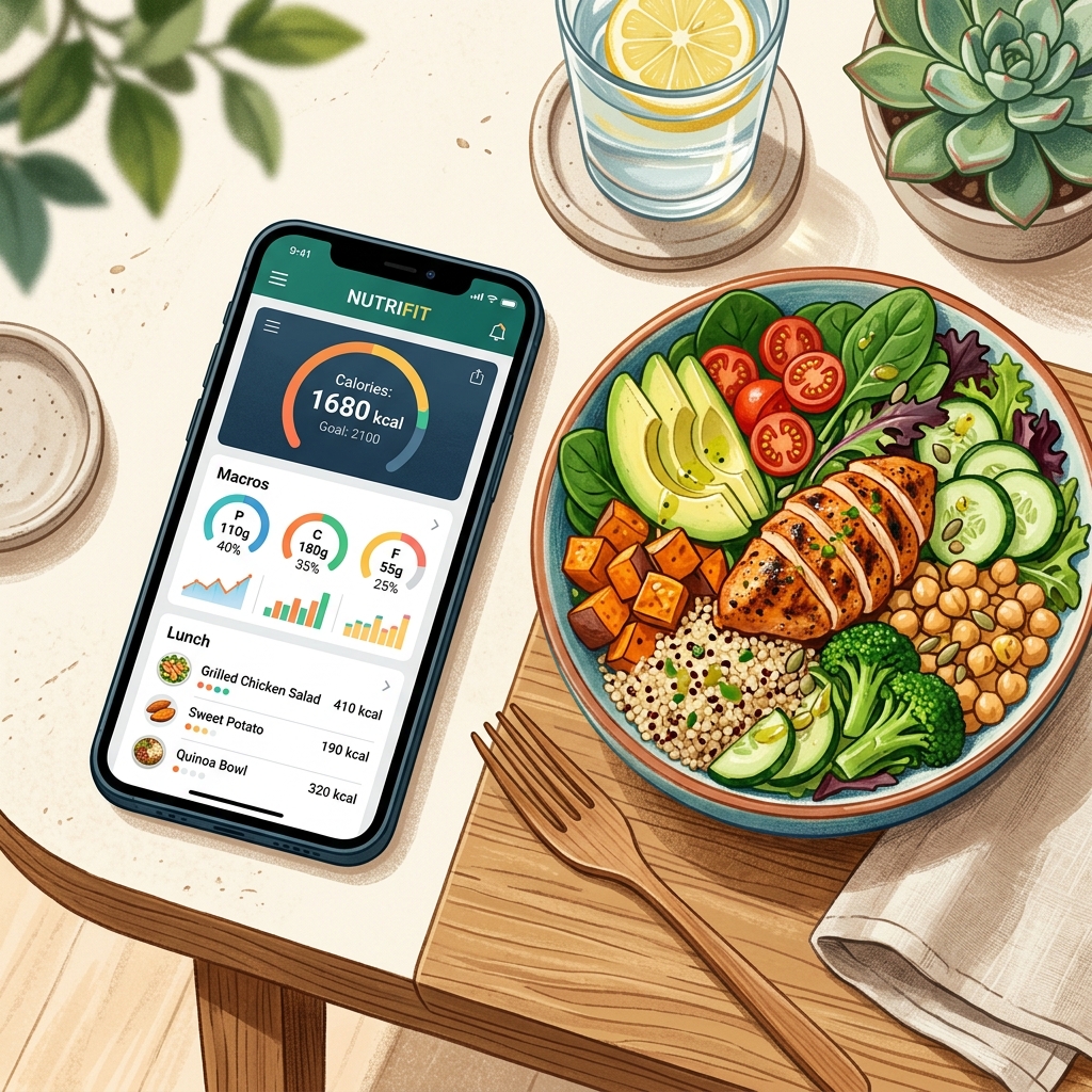 Nutrition tracking app with healthy meal