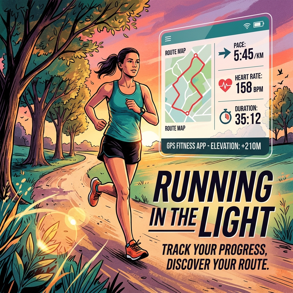 Runner using GPS fitness tracking app